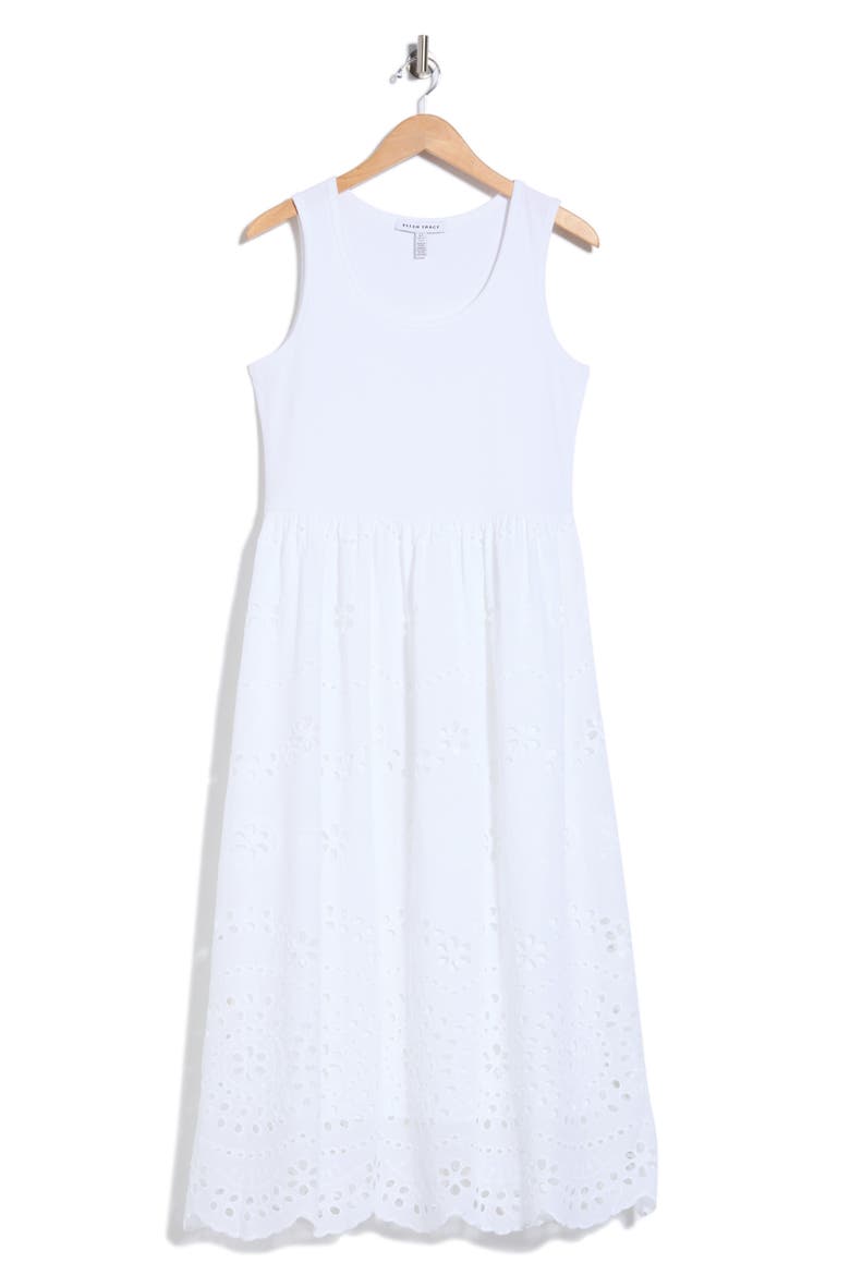 Eyelet Embroidered Twofer Dress, Alternate, color, WHITE