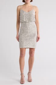 Vince Camuto Sequin Blouson Sheath Dress