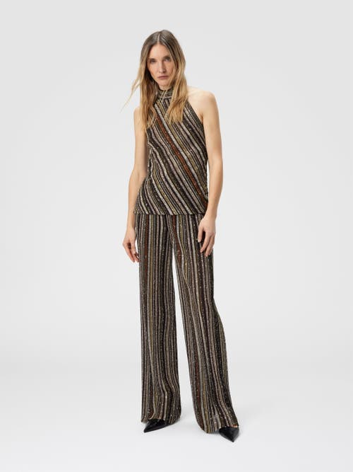 Missoni Womens Multicolor Beige Brown Halterneck Embellished Stretch-woven Top In Multi