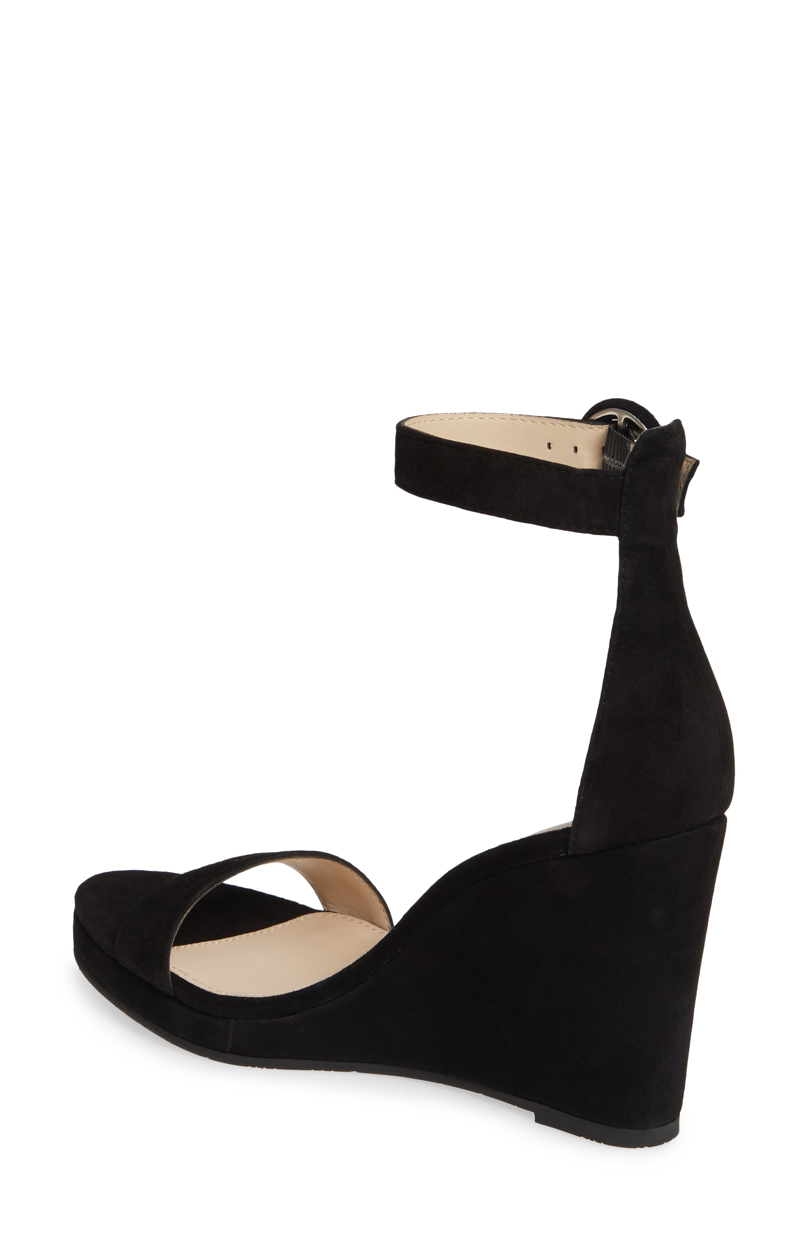 Nisha Wedge Sandal, Alternate, color, BLACK LEATHER