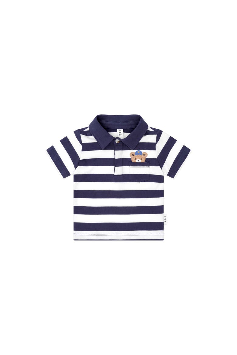 Peekaboo Varsity Hux Tee, Main, color, Navy/Almond Milk