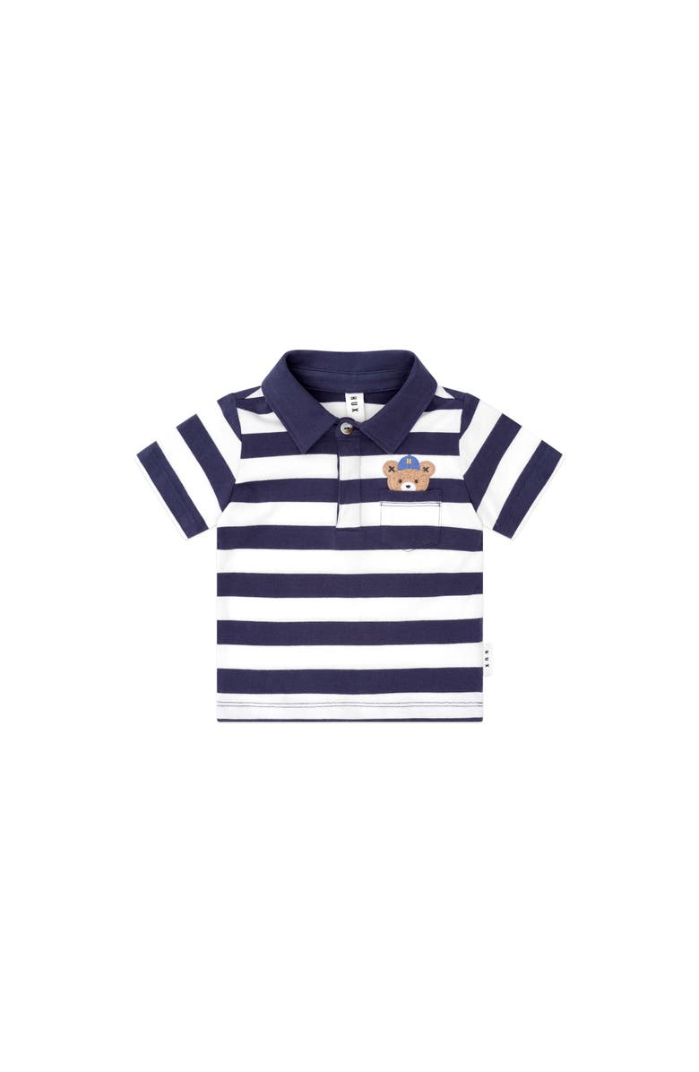 Huxbaby Peekaboo Varsity Hux Tee, Main, color, Navy/Almond Milk