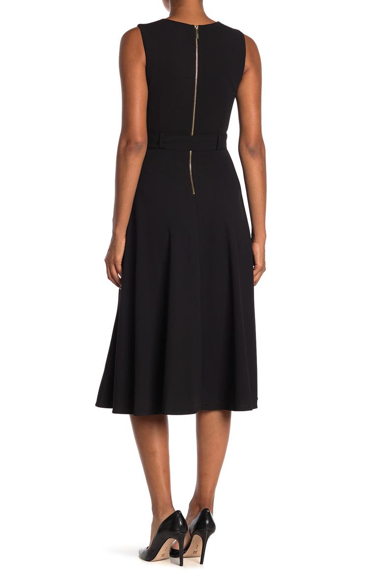 Belted Sleeveless Midi Dress, Alternate, color, BLACK