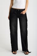 Fade Out Loud Fringe Low Rise Relaxed Straight Leg Jeans