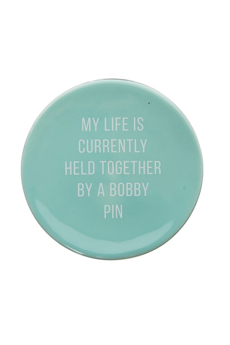 My Life Is Currently Being Held Together By A Bobby Pin Trinket Tray, Main, color, Blue