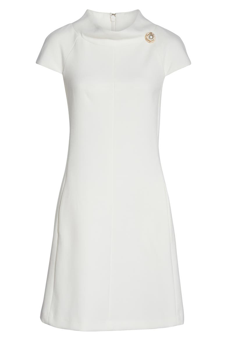 Stand Collar A-Line Dress, Alternate, color, IVORY
