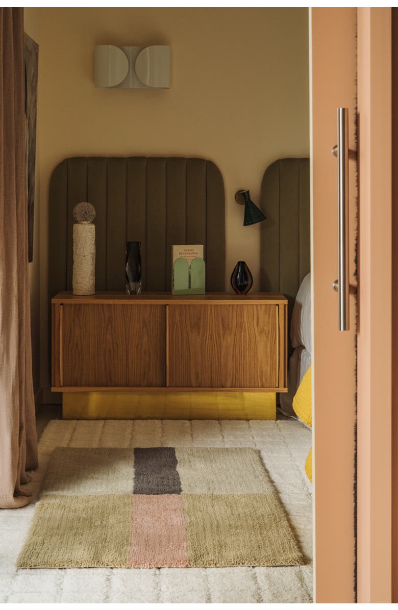 Lorena Canals Wool Rug Chroma Dusty Pink, Alternate, color, Natural, Basil, Charcoal, Pink