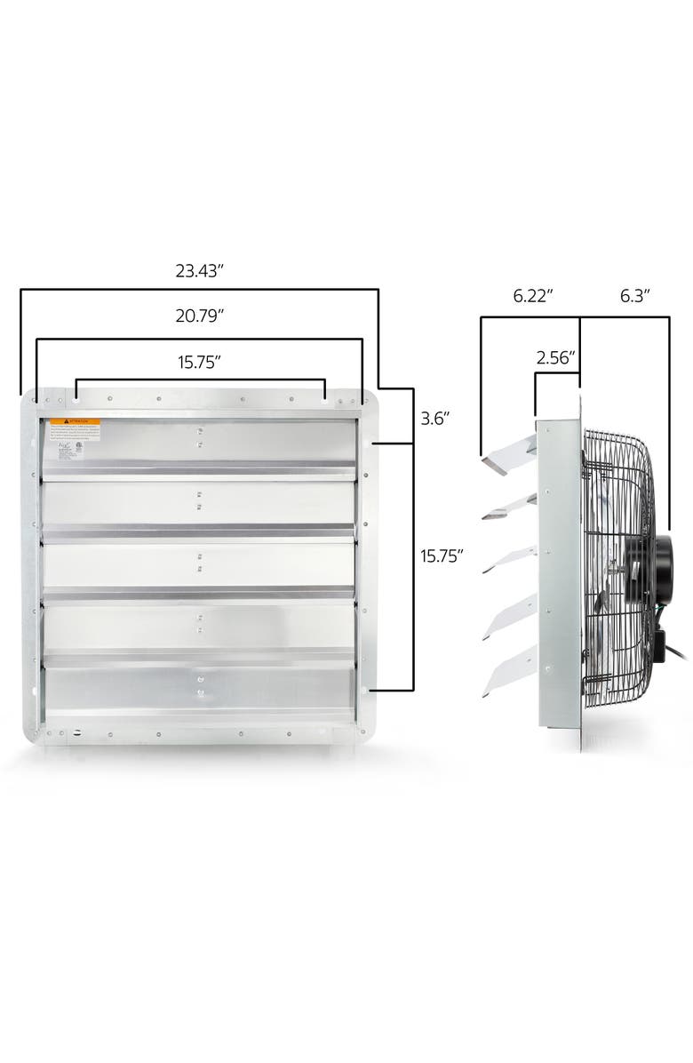 Vie Air 20 Inch Shutter Exhaust Fan with Power Cord, Alternate, color, Chrome