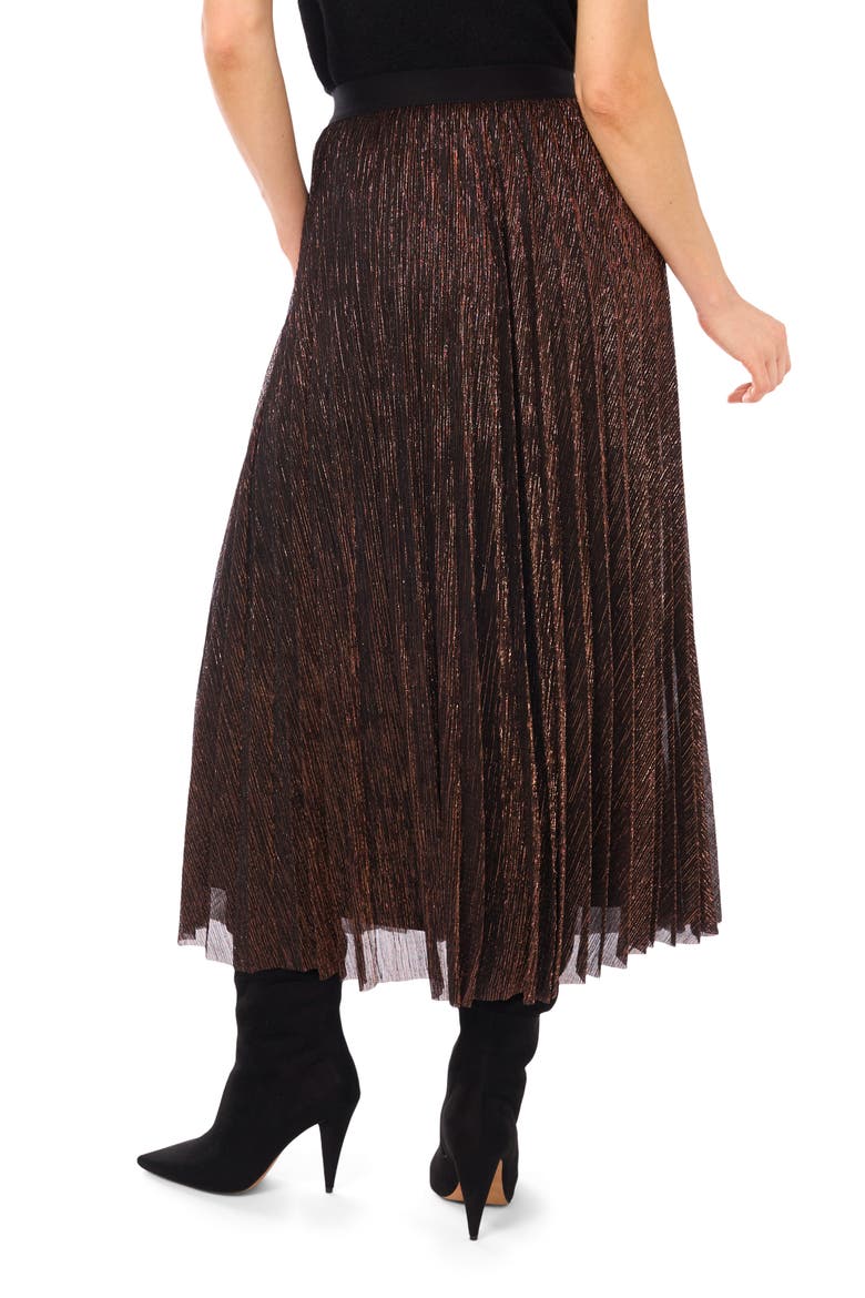 Metallic Pleated Skirt, Alternate, color, BRONZE