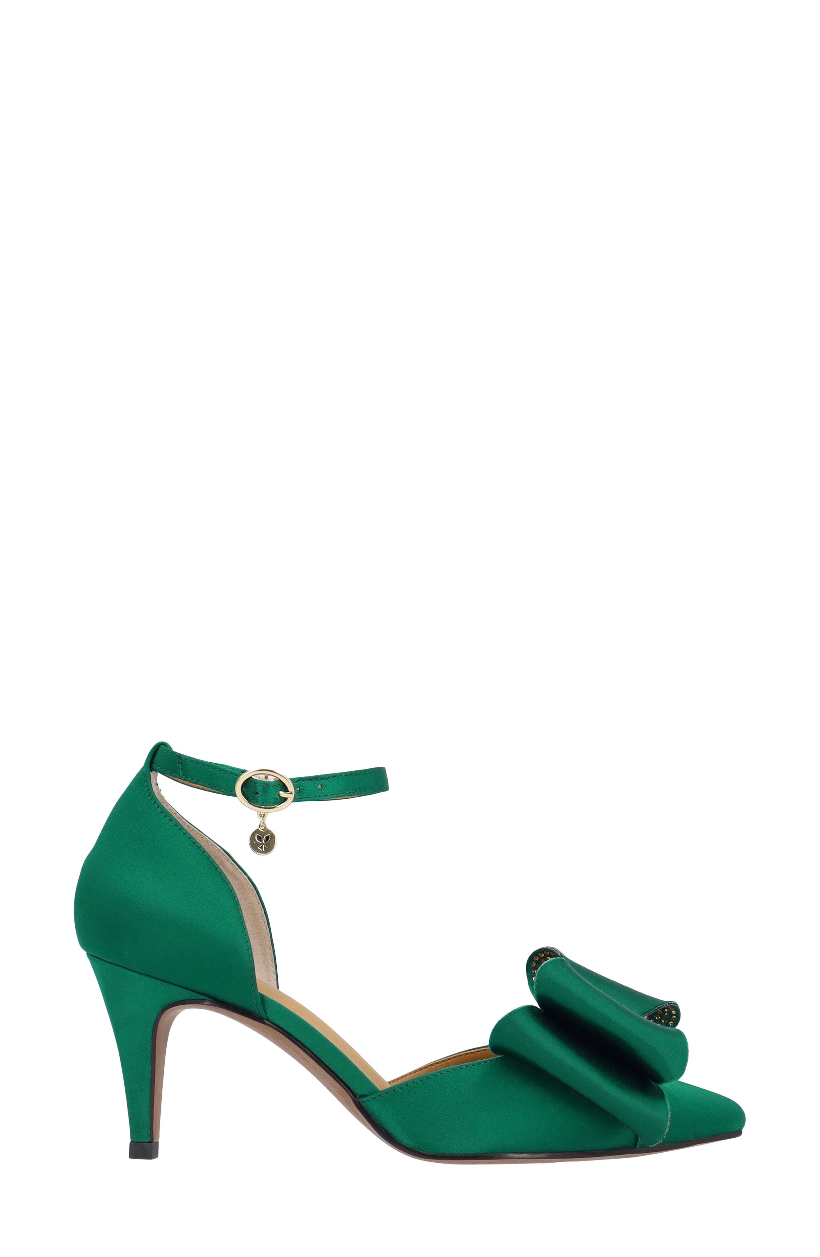 J. Reneé Pammie Ankle Strap Bow Pump, Alternate, color, Emerald