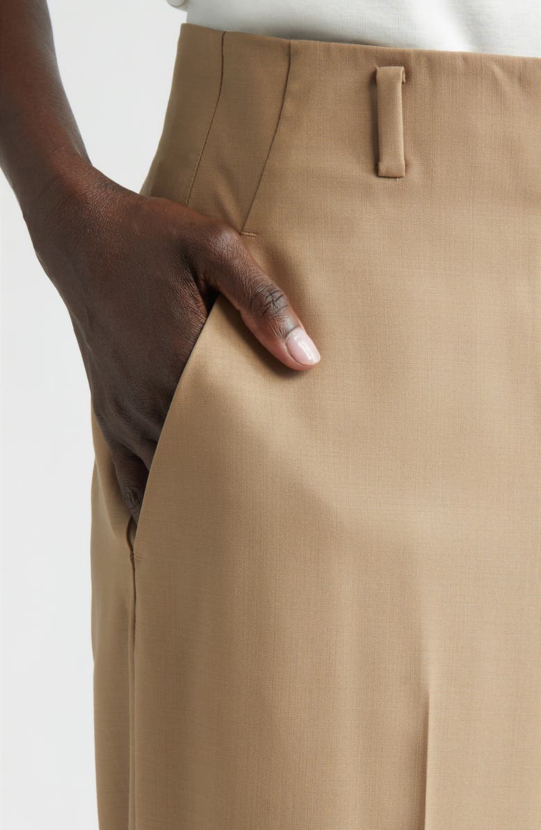 Lafayette 148 New York Thames Tropical Wool Blend Wide Leg Pants, Alternate, color, Brownstone