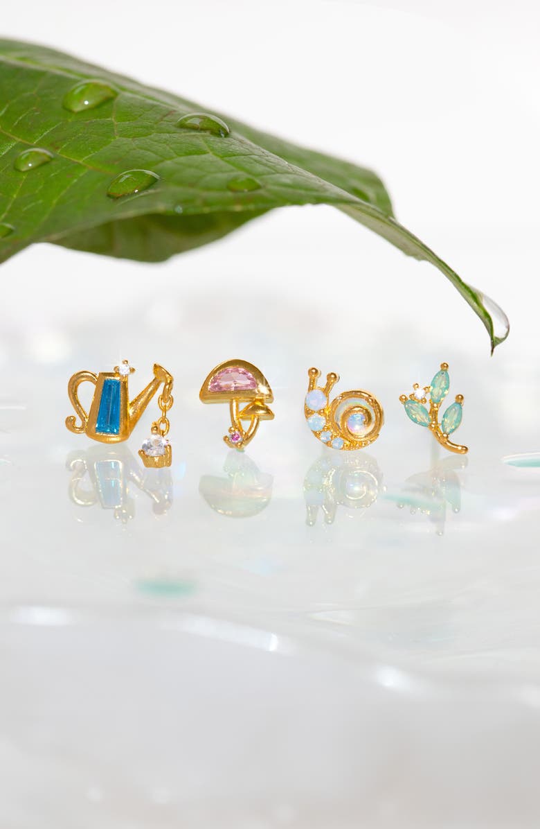 Girls Crew Garden Girl Set of 4 Assorted Single Stud Earrings, Alternate, color, Gold