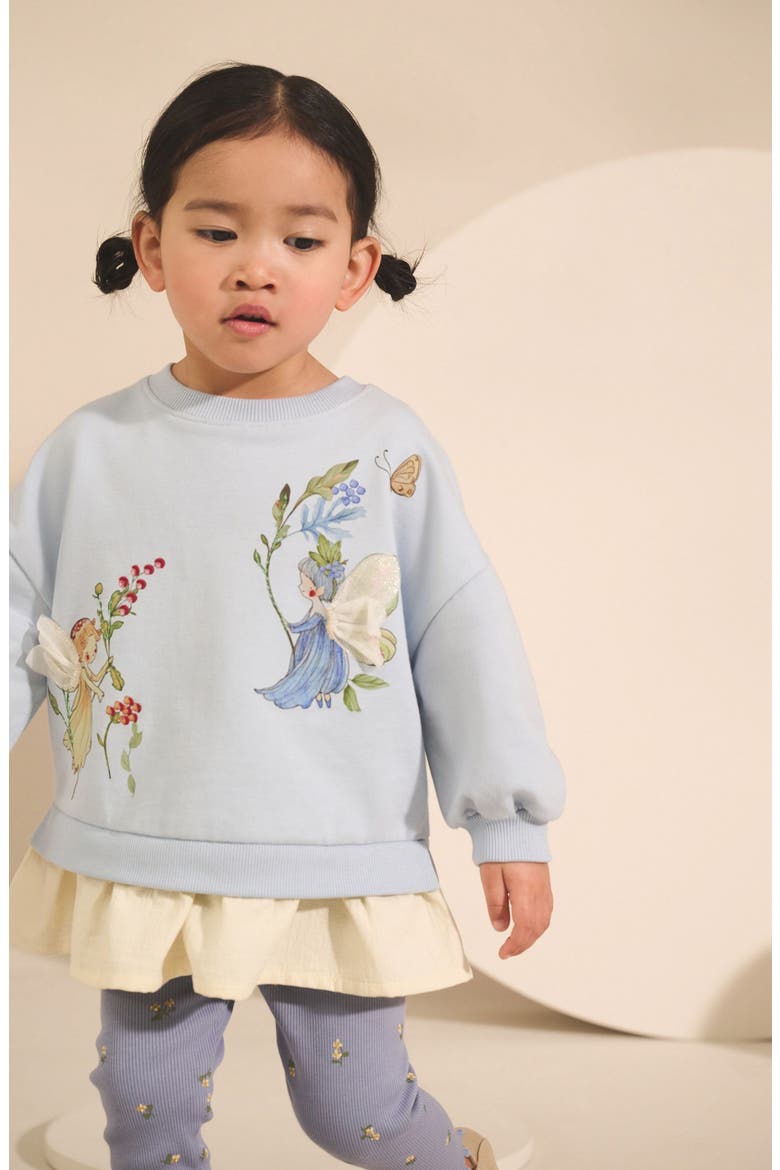 Kids' Fairy Graphic Sweatshirt & Flare Leggings Set, Alternate, color, BLUE