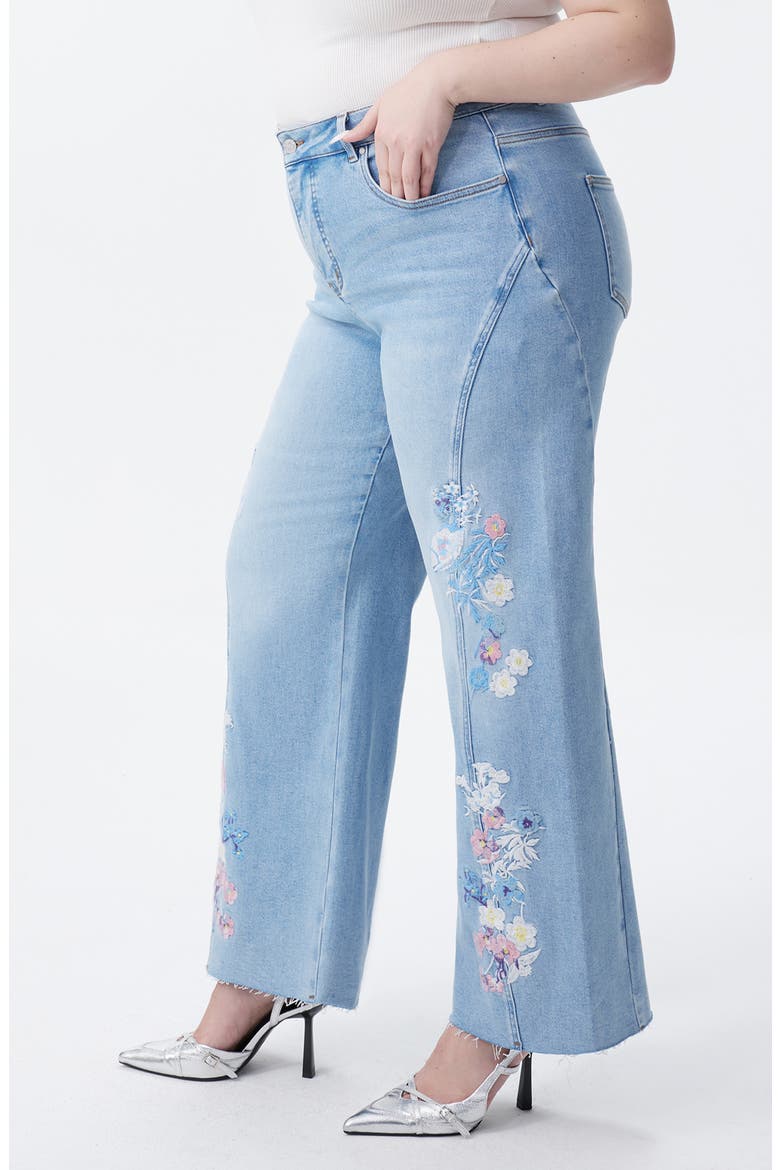 Embroidered High Waist Wide Leg Jeans, Alternate, color, BLUEWISP