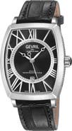 GEVRIL Oculus Automatic Leather Strap Watch, 36mm x 43mm