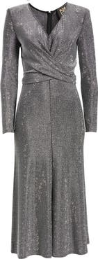 Milly Rhys Rhinetone Long Sleeve Midi Dress