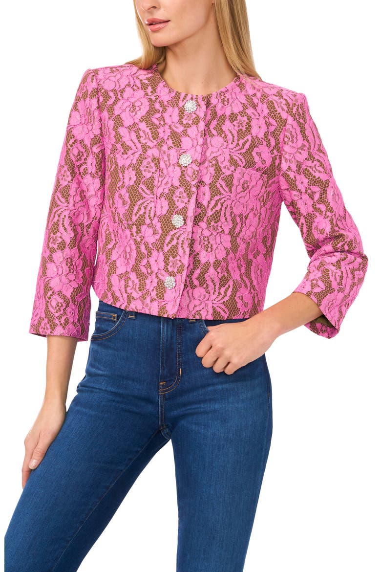Lace Rhinestone Button Jacket, Main, color, ANTIQUE OLIVE