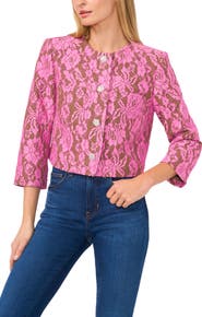 CeCe Lace Rhinestone Button Jacket