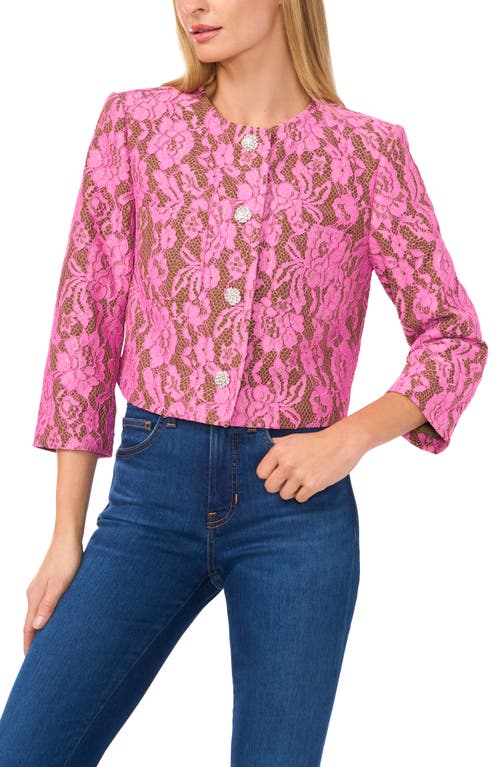 Shop Cece Lace Rhinestone Button Jacket In Antique Olive