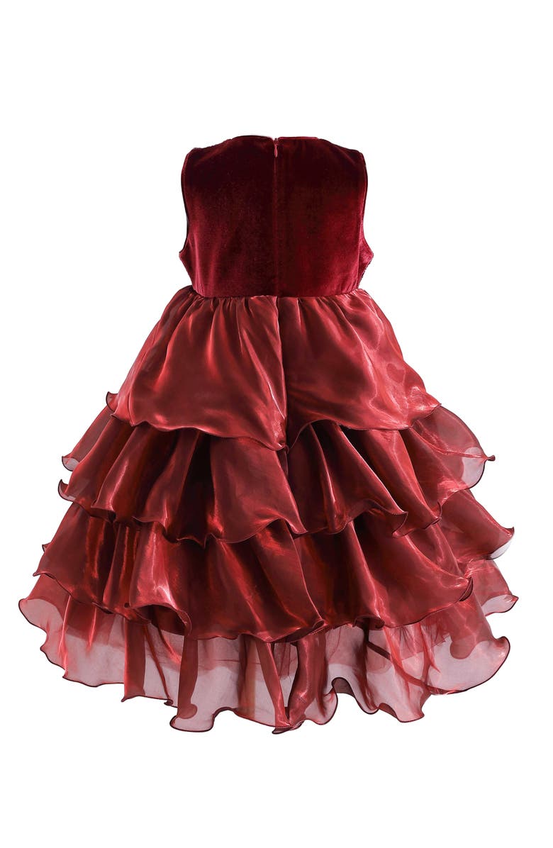 Tulleen Sequin & Tiered Organza Dress, Alternate, color, Red