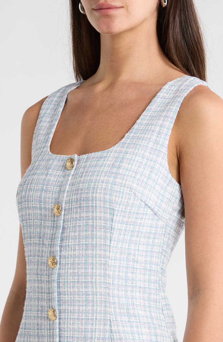 SUGARLIPS Adriella Sleeveless Tweed Dress, Alternate, color, White-Blue