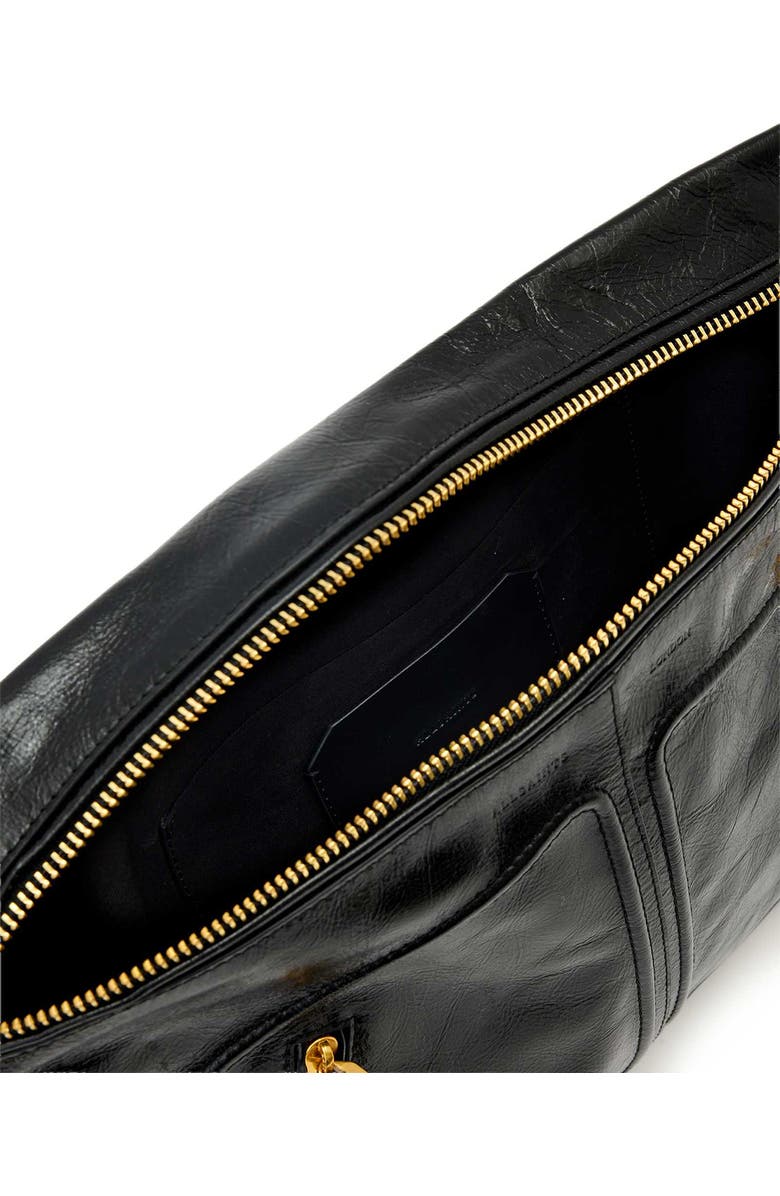 AllSaints Jean Rey Leather Clutch, Alternate, color, Black