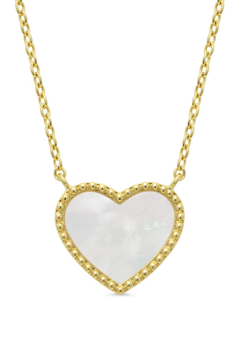 Mother of Pearl Heart Pendant Necklace, Main, color, GOLD