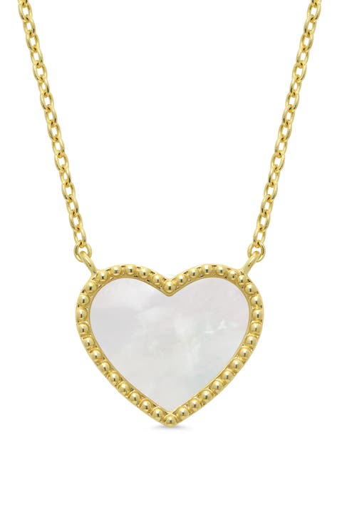 Mother of Pearl Heart Pendant Necklace (Big Kid)