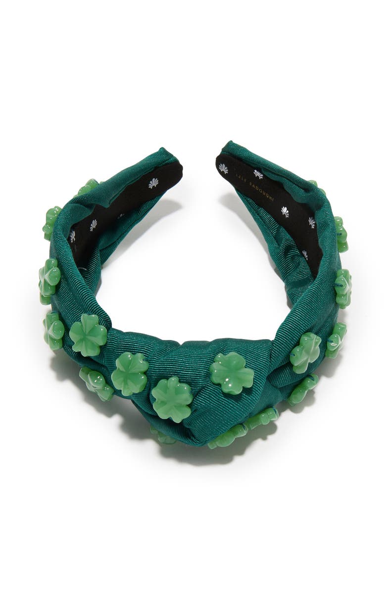 Lele Sadoughi Knotted Lucky Clover Headband, Alternate, color, Green