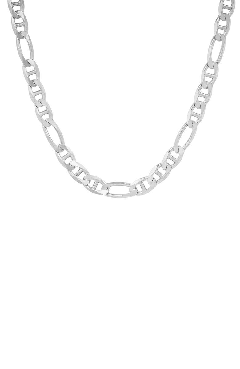 Queen Jewels Men's Sterling Silver Thick Italian Figaro Mariner Chain Necklace, Main, color, Silver