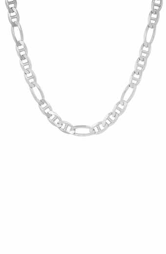 Queen Jewels Men's Sterling Silver Thick Italian Figaro Mariner Chain Necklace