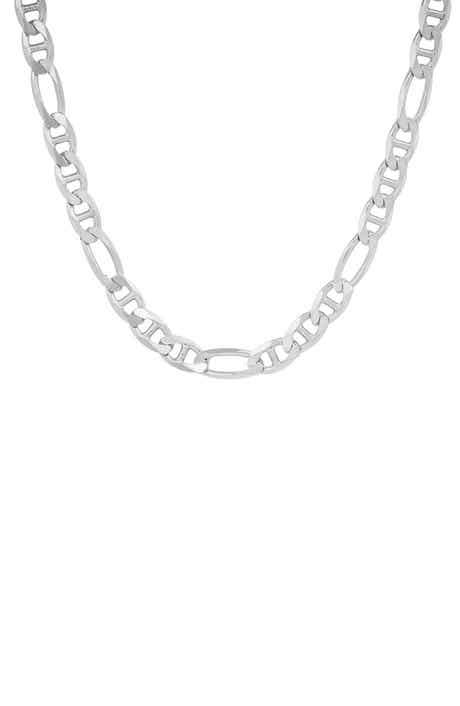 Queen Jewels Men's Sterling Silver Thick Italian Figaro Mariner Chain Necklace