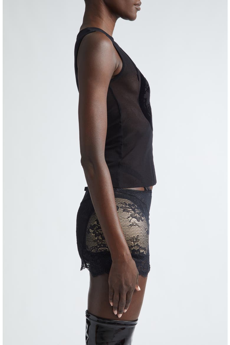 x Shayne Oliver Flocked Earth Mesh Tank, Alternate, color, BLACK/ BLACK