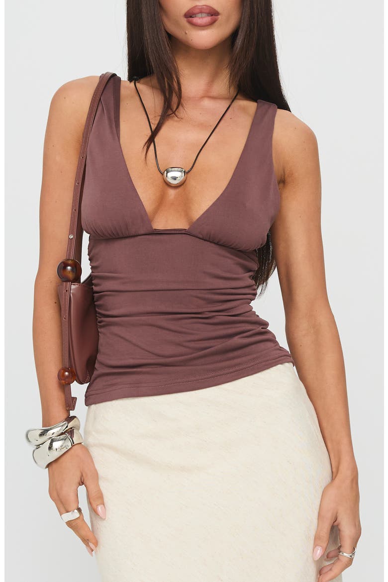 Sublime Ruched Tank, Main, color, BROWN