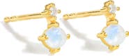 YS GEMS Emerald & White Topaz Double Drop Earrings