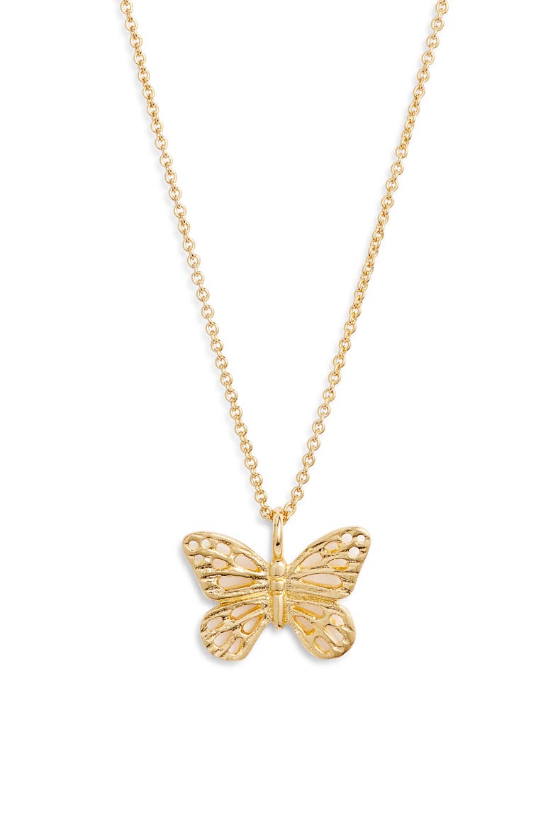 Taylor Butterfly Pendant Necklace, Main, color, GOLD