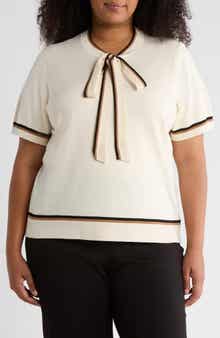 Double Tip Tie Neck Sweater