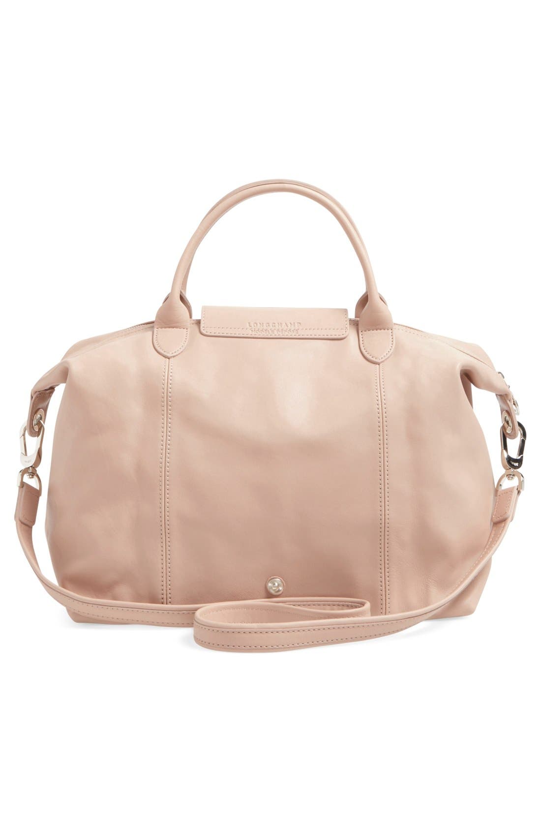 Longchamp Medium 'Le Pliage Cuir' Leather Top Handle Tote, Alternate, color, 