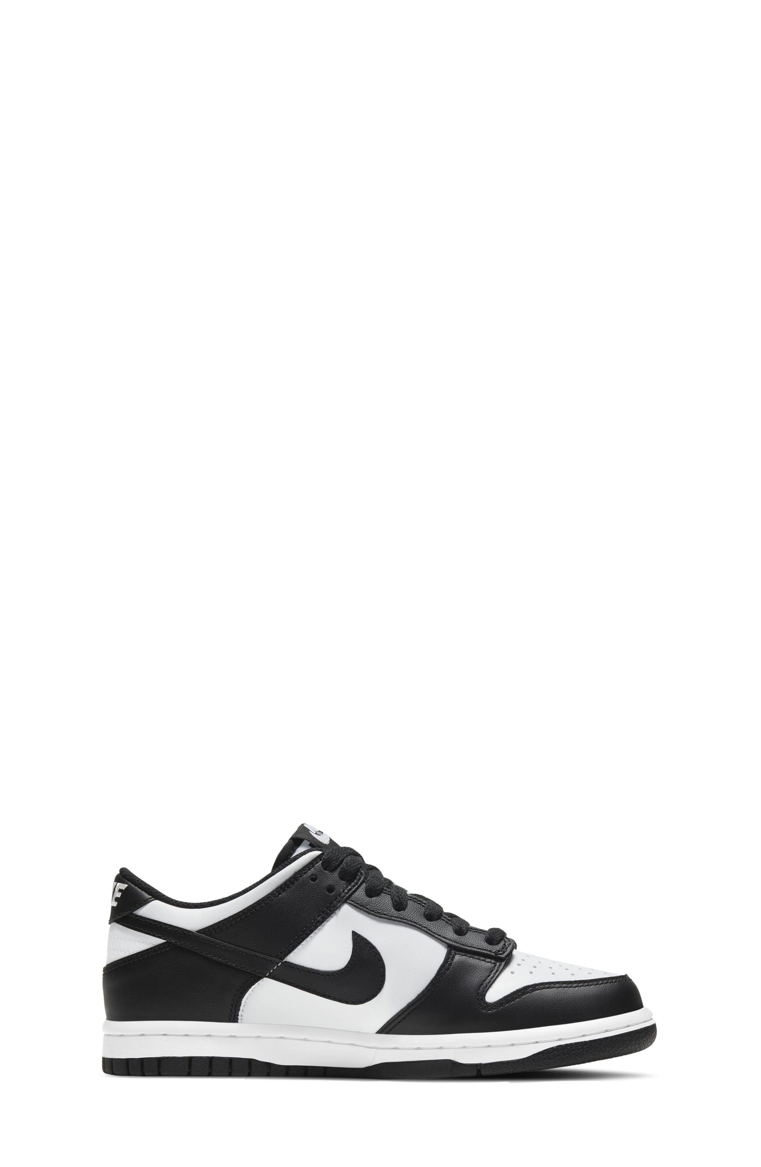 Kids' Dunk Low Basketball Sneaker, Alternate, color, 100 WHITE/BLACK