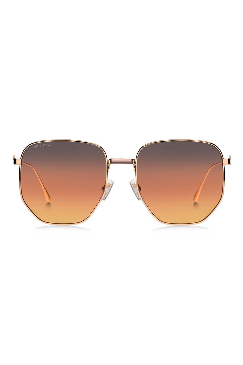 60mm Geometric Sunglasses, Main, color, ROSE GOLD
