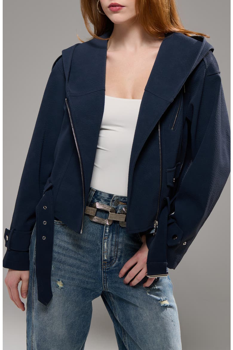 Vanta Faux Leather Moto Jacket, Alternate, color, NAVY
