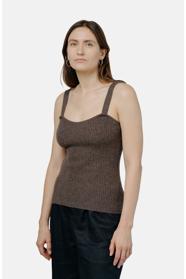 Ulaanbaatar Strap Top, Alternate, color, Brown Melange