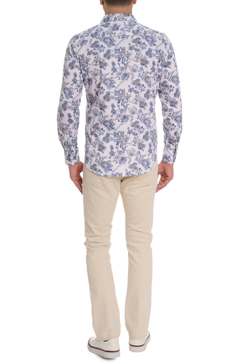Sea Bloom Floral Stretch Cotton Button-Up Shirt, Alternate, color, BLUE/ WHITE