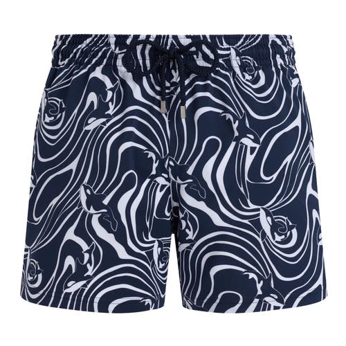 Vilebrequin Moorise Straight-leg Mid-length Printed Swim Shorts In Blue