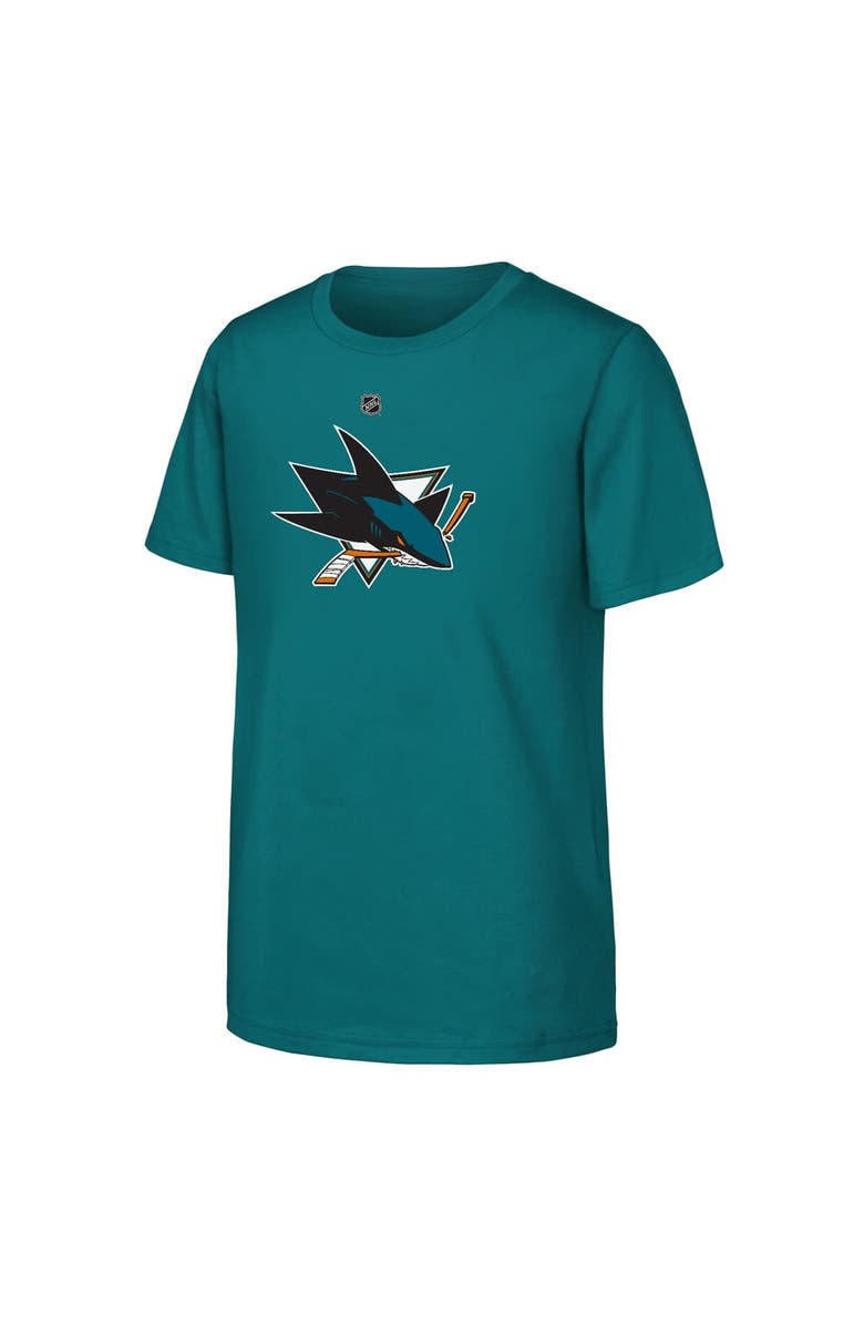 Outerstuff Youth Macklin Celebrini Teal San Jose Sharks  Player Name & Number T-Shirt, Alternate, color, Teal