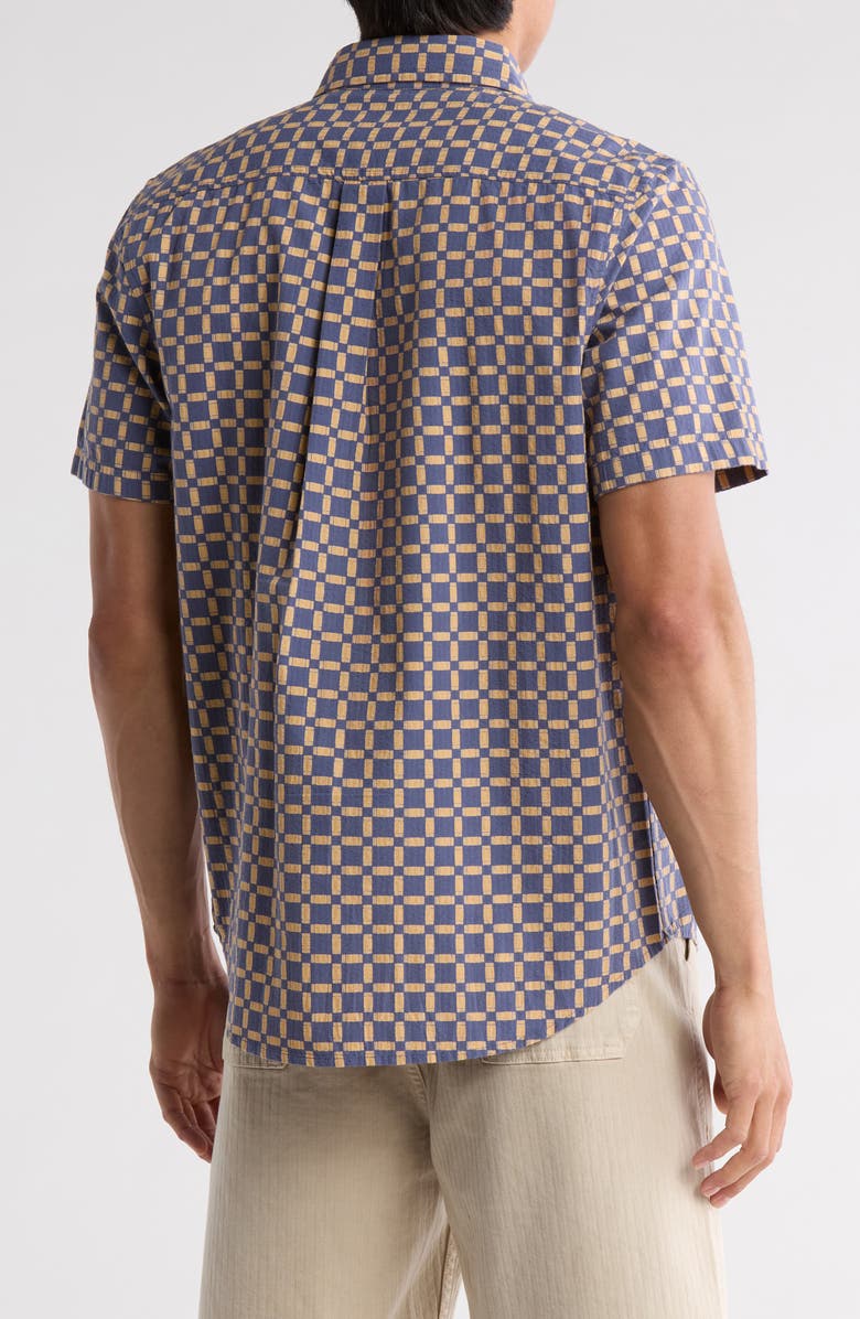 14th & Union Short Sleeve Cotton Seersucker Button-Up Shirt, Alternate, color, Blue Indigo Ruben Checker