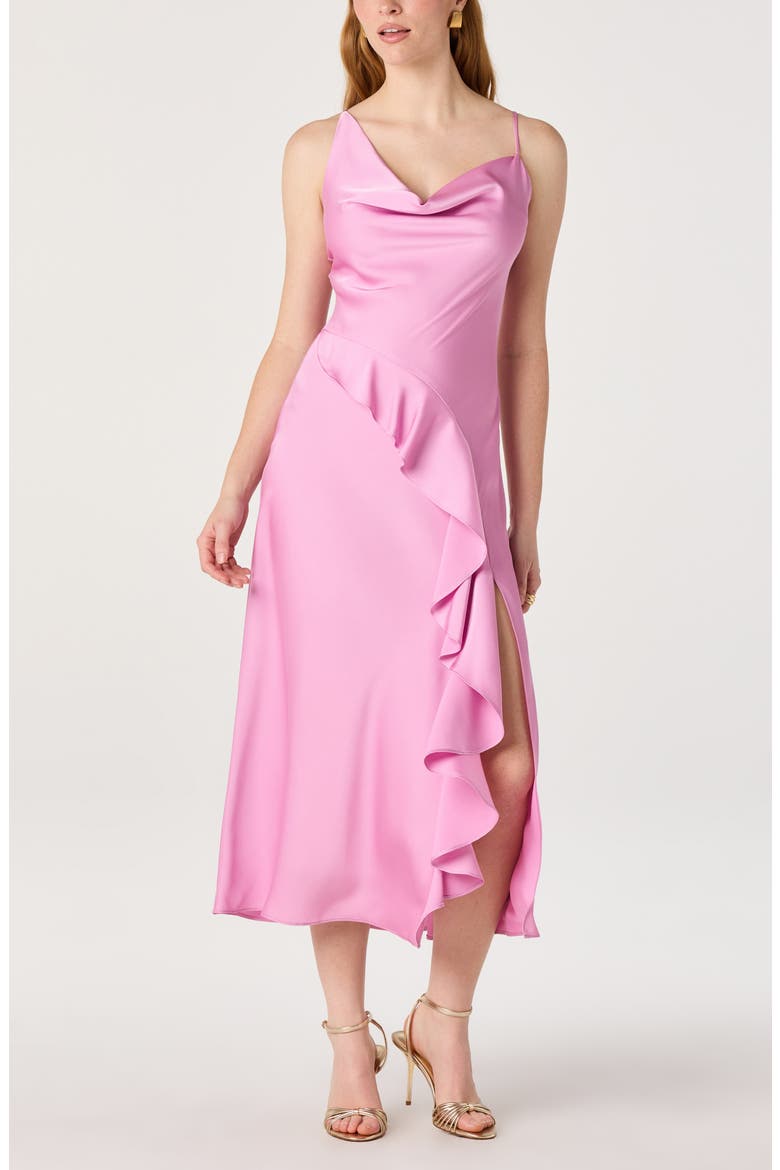 Dymond Satin Midi Dress, Alternate, color, ORCHID