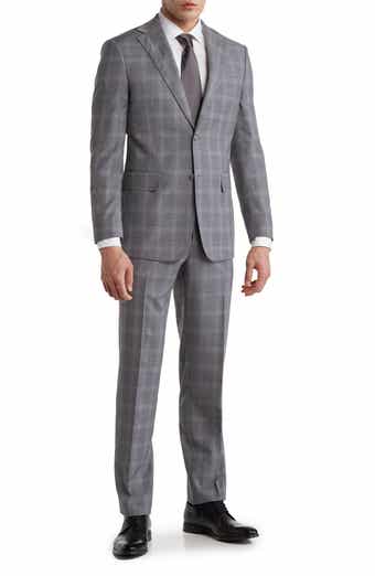 English Laundry Plaid Two Button Peak Lapel Trim Fit Wool Blend Suit
