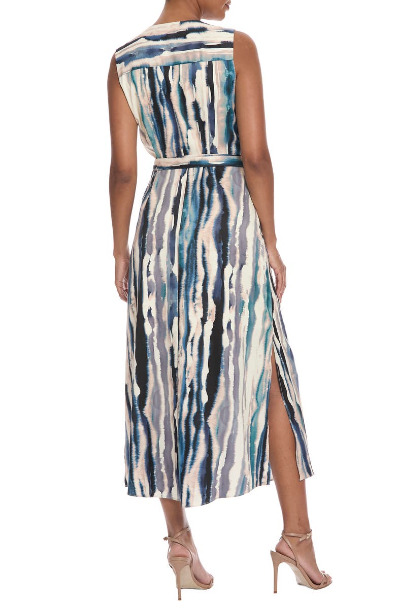 Maggy London Tie Dye Stripe Sleeveless Dress, Alternate, color, Whisper White/ Washed Indigo