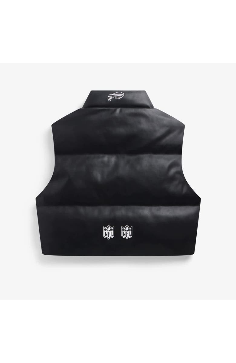 Off Season Women's Black Buffalo Bills Faux Leather Cropped Puffer Vest, Alternate, color, Black